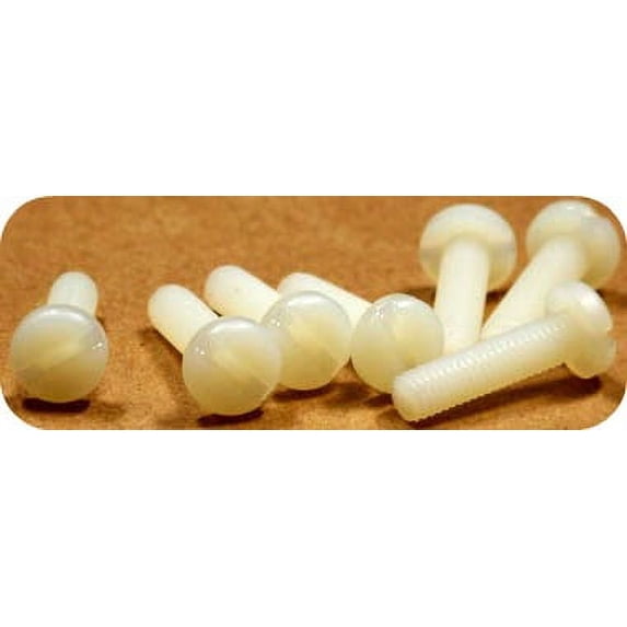 8-32 x 1 3/4" Machine Screws / Slotted / Pan Head / Nylon / Natural (White) - 2500 Piece Carton