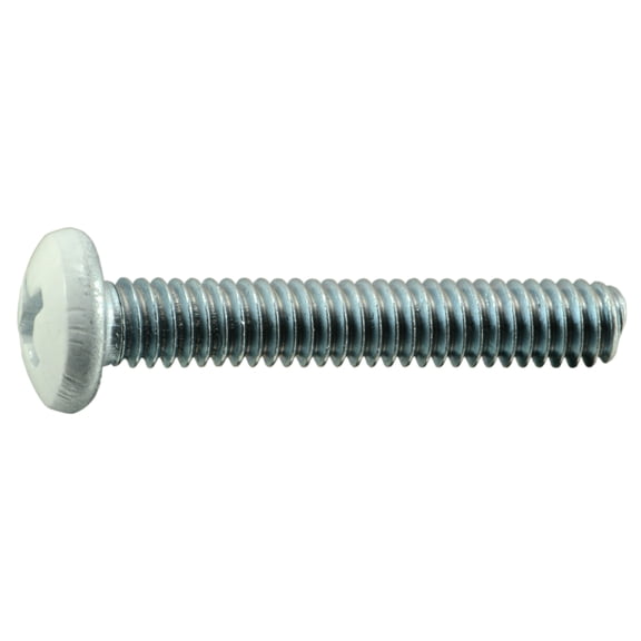 #8-32 x 1" White Painted Head Zinc Phillips Pan Head Machine Screws (20 pcs.)