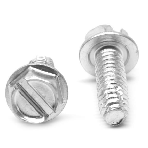 #8-32 x 3/8" (FT) Coarse Thread Thread Cutting Screw Slotted Hex Washer Head Type F Low Carbon Steel Zinc Plated Pk 5000