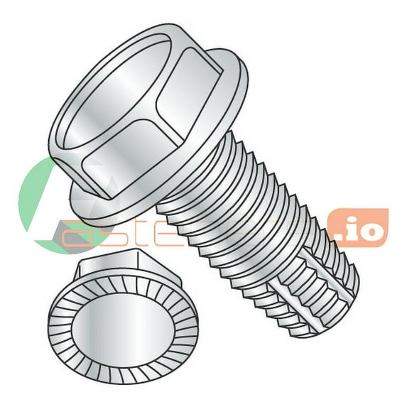 8-32 x 5/8" Type F Thread Cutting Screws / Unslotted / Hex Washer Head / Steel / Zinc / Serrated / Serrations Under Head (Quantity: 9,000 pcs)