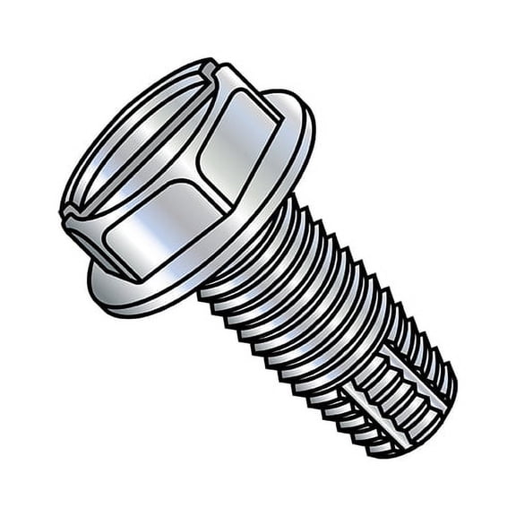 8-32X1/2 Slotted Indented Hex Washer Thread Cutting Screw Type F Fully Threaded Zinc And (Pack Qty 10,000) BC-0808FSW