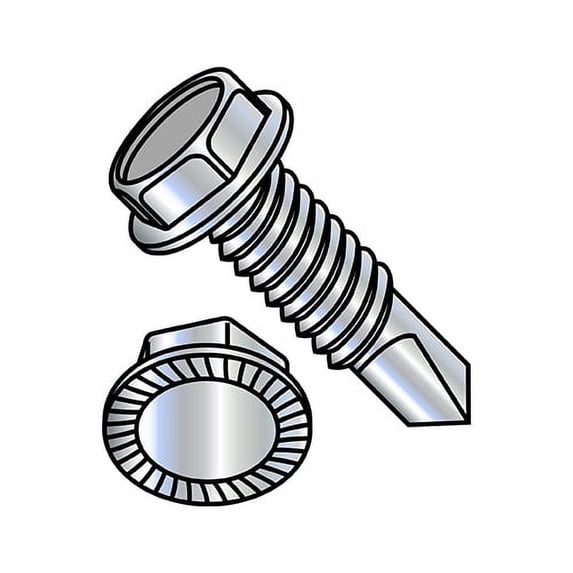 8-32X1/2 Unslotted Ind Hex washer Serrated Self Drilling Screw Full Thread Zinc (Pack Qty 10,000) BC-0808KWSMS