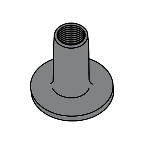 8-32X1/4 WELD NUT WITH .718 ROUND BASE Steel Plain (Pack Qty 1,000) BC-0804NWR