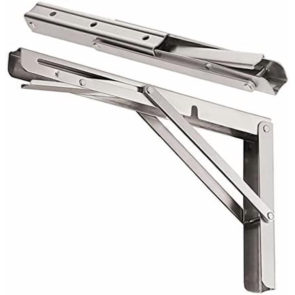8" Folding Shelf Brackets Max. Load 220 lb, Heavy Duty DIY Wall Mounted Shelf Bracket Space Saving for Table Work Bench, Pack of 2