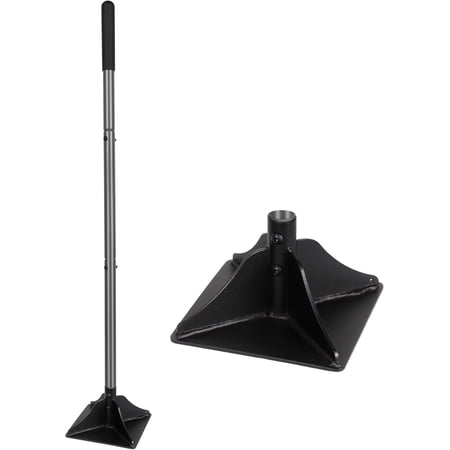 8" x 8" Steel Tamper Tool with 48" Handle, Heavy Duty Ground Tamper with Rubber Grip for Leveling Paver Base, Soil, Gravel, Sand, Asphalt, Driveways, Yards and Blacktop Repair