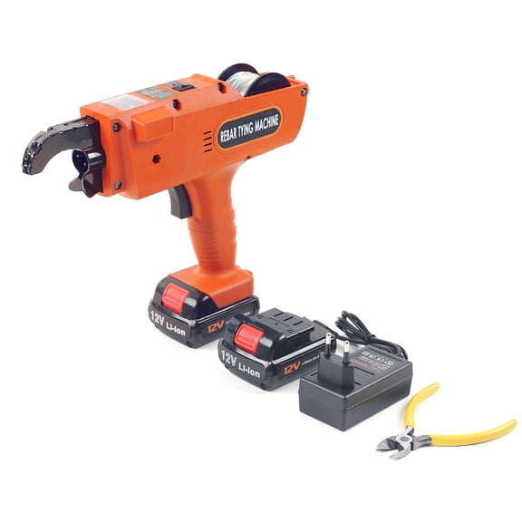 8-34mm Rebar Tying Tool Automatic Steel Bar Binding Machine 12V with 2x4500mAh Batteries, 1500 Knots per Charge, 0.8s/Knot, Handheld Rebar Tier for Construction Civil Building