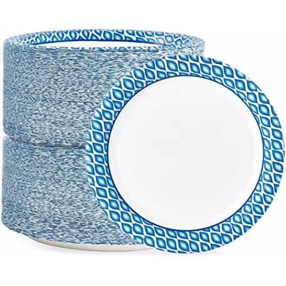 8.375 Inch Disposable Paper Plates, 300 Count Soak and Cut Proof Printed Paper Plates for Daily Use, Holiday for Family Gatherings, Parties, Picnic