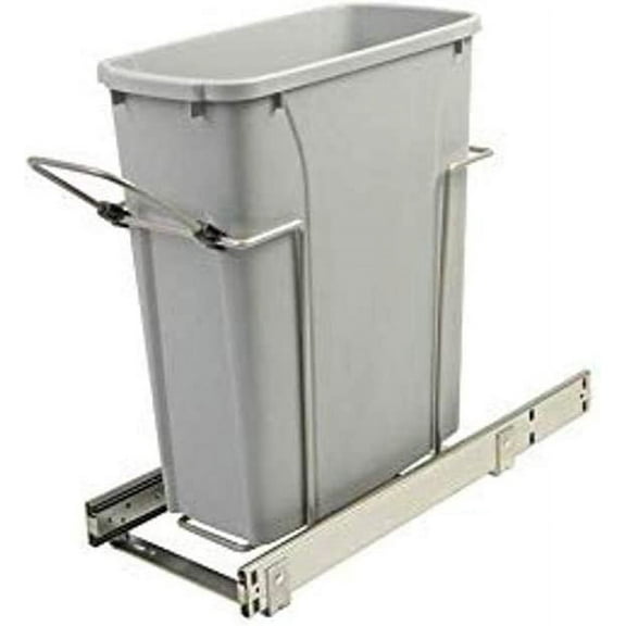 8.375 in. x 20.125 in. x 17.313 in. 20 Qt. In-Cabinet Single Soft-Close Bottom-Mount Pull-Out Trash Can - Platinum