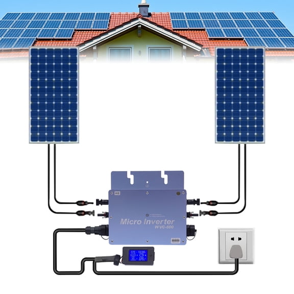8.39*2.28*9.84inch 110V Blue Solar Micro Inverter 600W Grid Tie MPPT Pure Sine Wave DC to AC Waterproof
