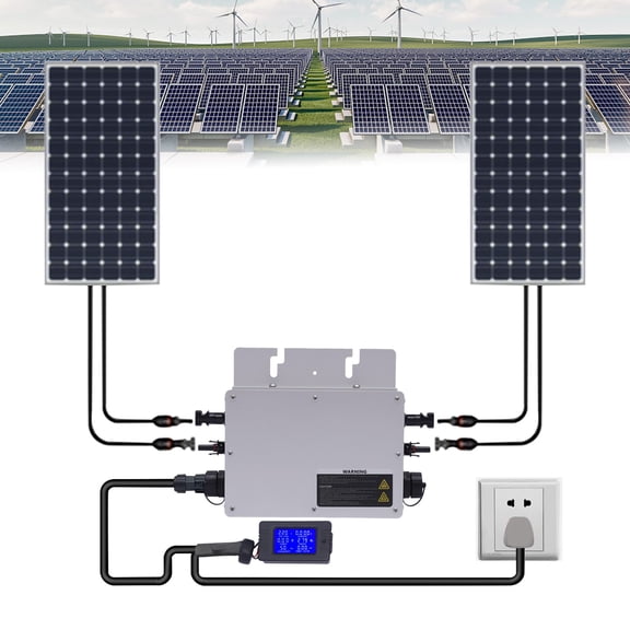 8.39*2.28*9.84inch Silver LCD Display Digital Solar Grid Tie Micro Inverter Waterproof ( IP65 ) WVC-700W