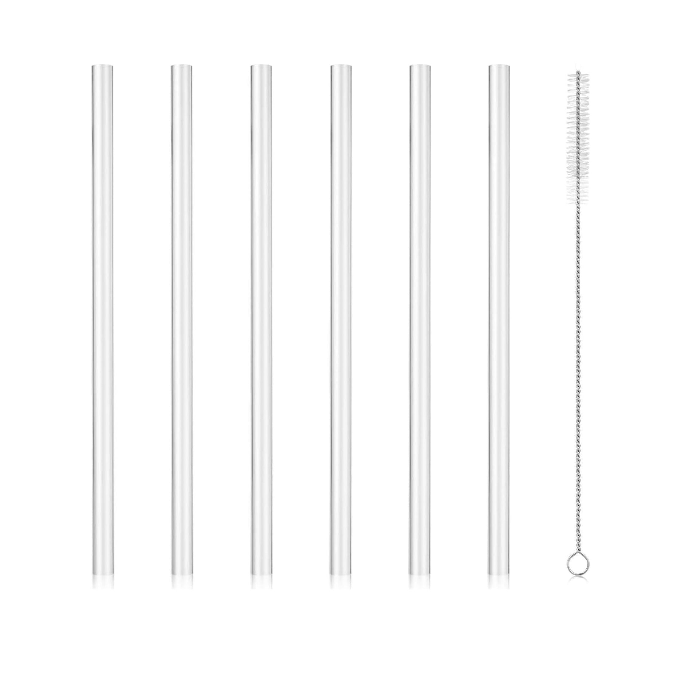 Straws Set for Yeti Rambler Bottle, Including 6pcs Replacement Straws and  1pc Cleaning Brush, 8.39 inch Length Cuttable Drinking Straws Reusable