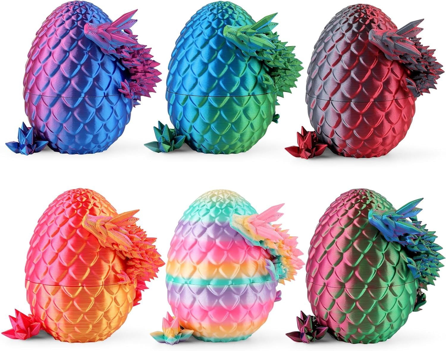 8" 3D Printed Dragon Eggs, Mystery Crystal Dragon Egg for Easter Basket Stuffers, Unique Easter Toys & Decor, Fantasy Tabletop Decor for Kids & Collectors