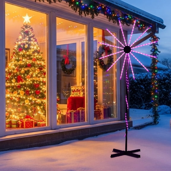 8.3FT Lighted Firework Light with Stand Christmas Decorations, Lighted Holiday Decor with 180 RGB LED Lights, APP Control & Remote Control, for Xmas Outdoor Indoor Decor Lighted Holiday Displays