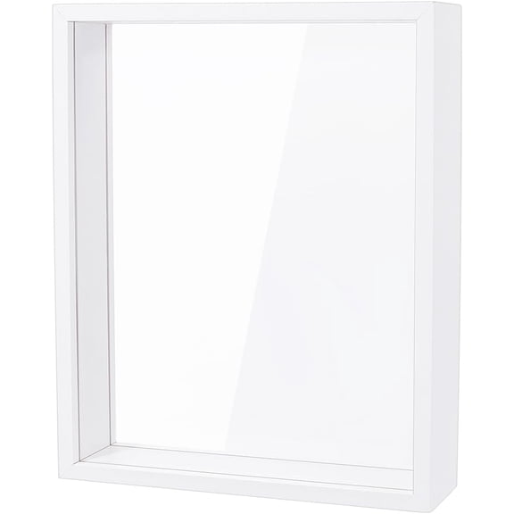 8.3x2.4x10.2 inch Rectangle Shadow Box Wood Shadow Box Display Case Shadow Box Frame with Double Sided Clear Acrylic Window for Dried Flowers Leaves Specimen - White for DIY