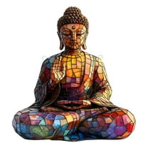 8.3x9 Inch Acrylic Buddha Window Ornament - 2D Hanging Decor with Metal Chain for Home, Meditation Room & Zen Space, Mindfulness & Positive Energy Decor