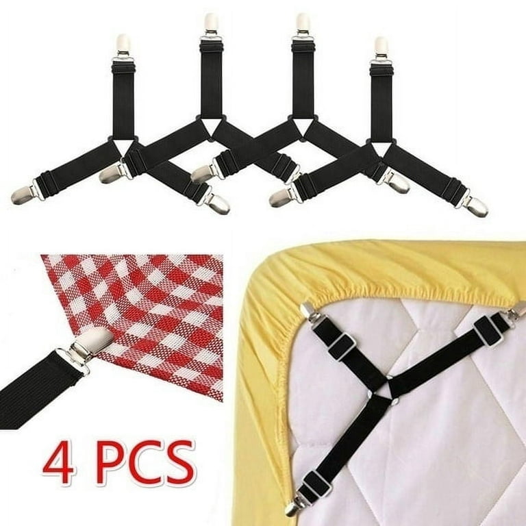 4pcs Triangle Bed Mattress Sheet Clips Grippers Straps Suspender
