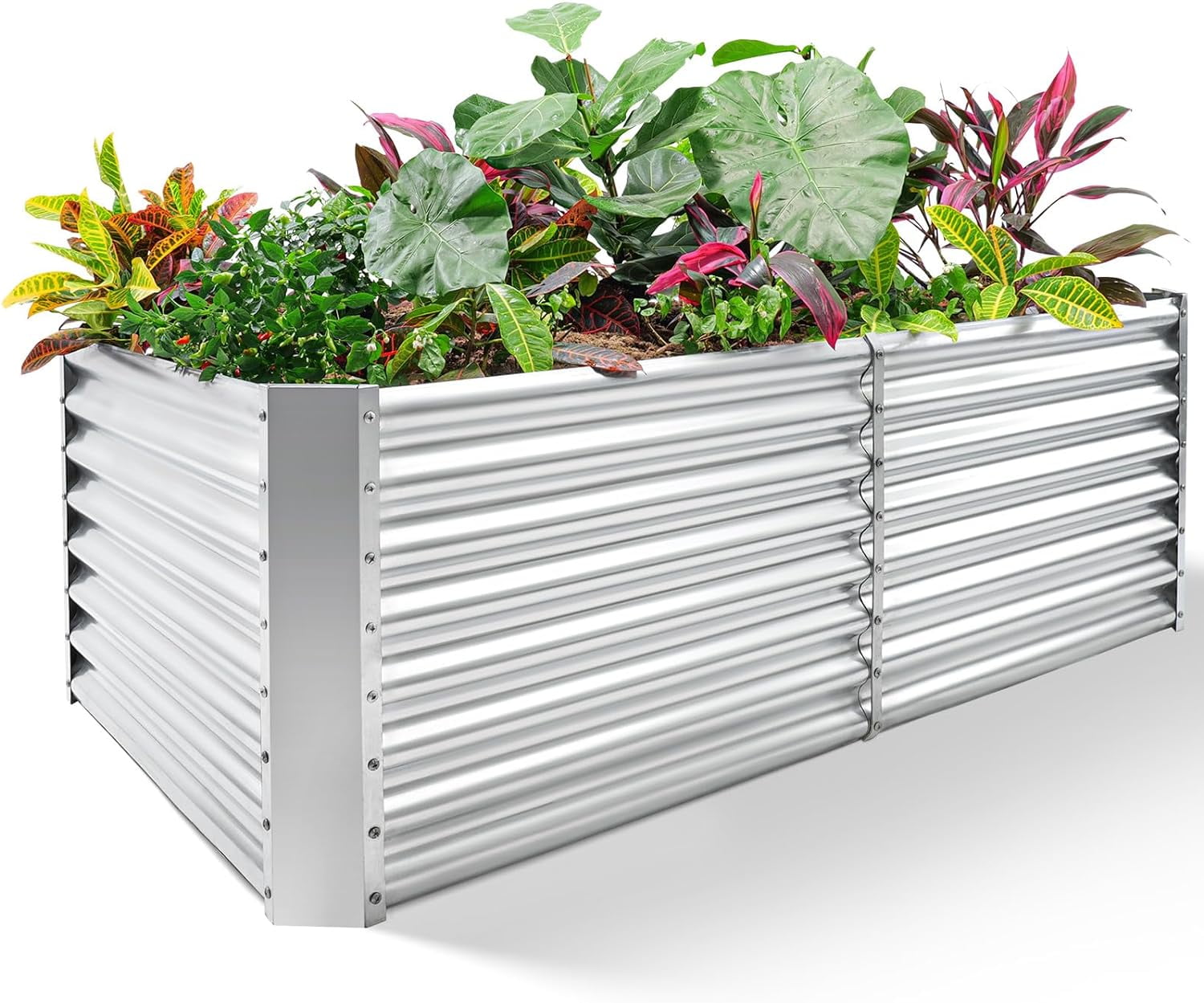 8×4×2 ft Galvanized Raised Garden Bed Kit, Galvanized Planter Raised ...