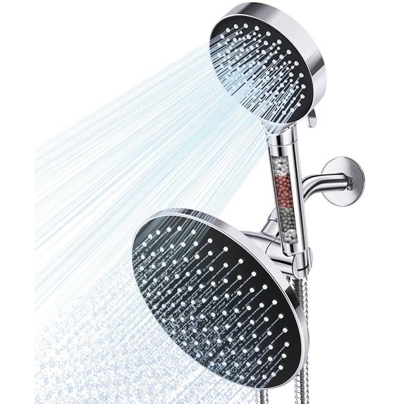 Qunler Dual Shower Head with Filter, 6 Modes 3-Way Rainfall High Pressure Showerhead with Handheld Combo 72" Long Hose, Black