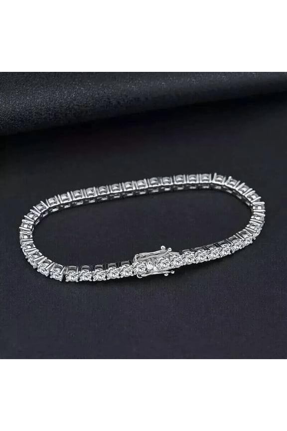 8.40 CT Round-Cut Lab Created Diamond Tennis Bracelet White Gold Plated STERLING SLIVER