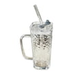 thumbnail image 1 of 8.45 oz Glass Tumbler,Iced Coffee Cup - Clear Glass Reusable Straw Tumbler with Lid and Handle for Home Office Kitchen Patio, 1 of 7