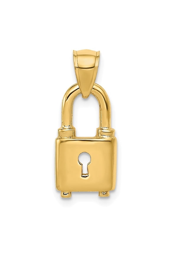 8.45mm 14k Polished Lock Pendant - 1.2 Grams