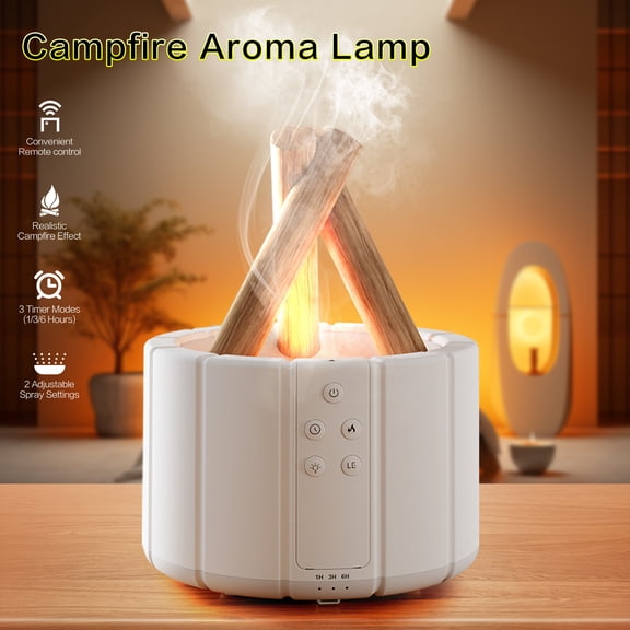 8.45oz Advanced Bonfire Aromatherapy Light - Remote Control Essential Oil Diffuser, Wood Cold Mist Humidifier, Timer & Auto-Off, Christmas/Halloween Decoration for Bedroom/Study/Office