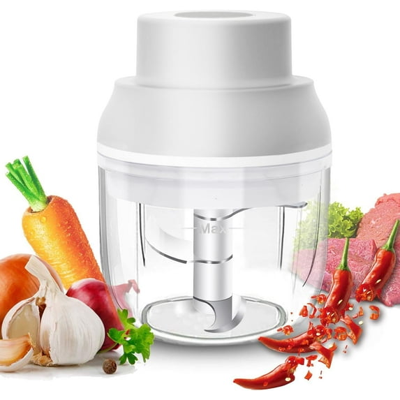 8.45oz Portable Eletric Food Chopper, with 1200mAh Battery, Chopping Bowl, For Meats, Baby Food, Pet Food, Sauce Making, Garlic, Pepper, Nuts, Electric Chopper For Kitchen(White)