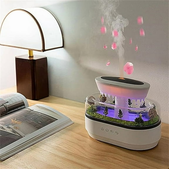 8.45oz Raindrop Humidifier & Essential Oil Diffuser - Cloud Design with Drip Music & Soundwave Tech for Bedroom/Office