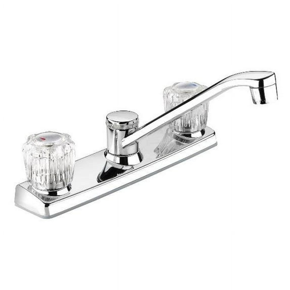 8.46 x 14.96 x 2.36 in. Kitchen Sink Faucet with Low Arc Spout & 2 Handles, Polished Chrome