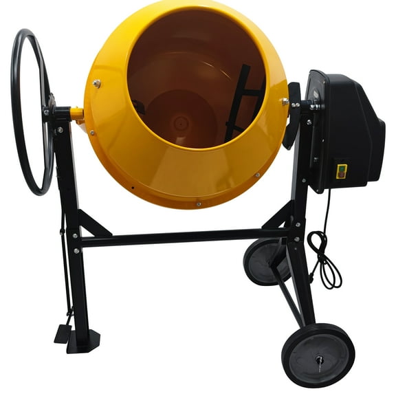 8.48 cu.ft Movable Cement Mixer Electric Concrete Mortar Mix Drum 110V with 2 Steel Blades for Cement Mortar Sand
