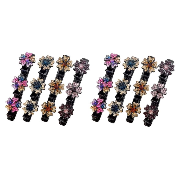 8/4PC Braided Hair Clips Broken Hair Braided Hair Clips Five Petal Lace Clips Hair Trim Clips Back Head Clips Hair Clips Women'S Satin Headbands Five Leaf Short Hair Hair Barrettes for (B-A, One Size)