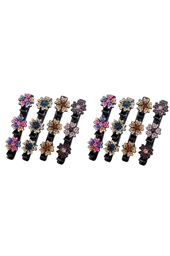 8/4PC Braided Hair Clips Broken Hair Braided Hair Clips Five Petal Lace Clips Hair Trim Clips Back Head Clips Hair Clips Women'S Satin Headbands Five Leaf Short Hair Vegan Products (B #2, One Size)