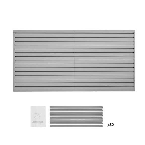 84ft Grey PVC Garage Slat Wall Panel, Modular Interlock Slatboard, DIY Cuttable Storage Display Wall Panel
