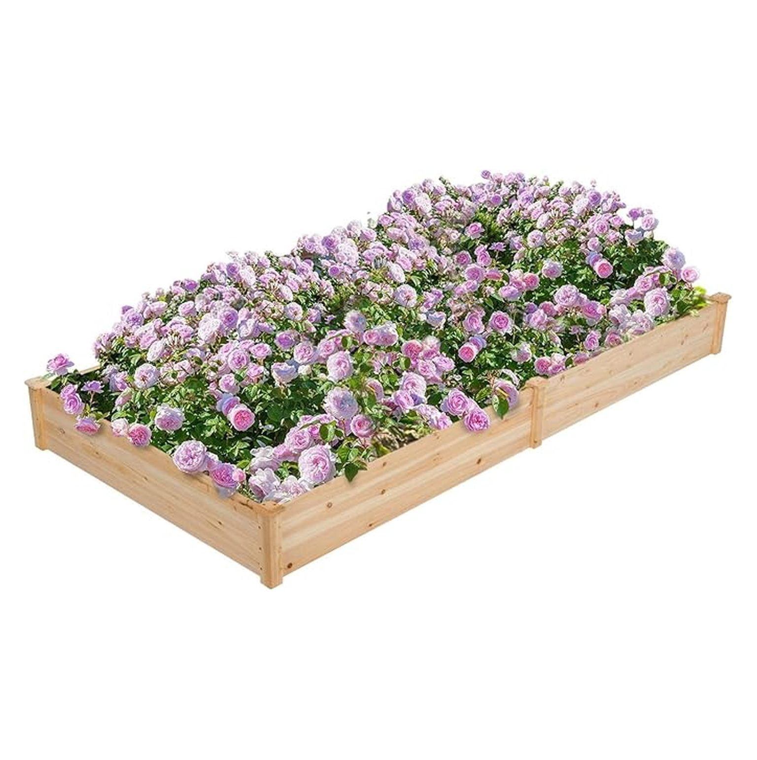 8×4ft Horticulture Raised Garden Bed 93 x x 10in Wooden Planting Box in Backyard/Patio Outdoor, Natural Wood 1