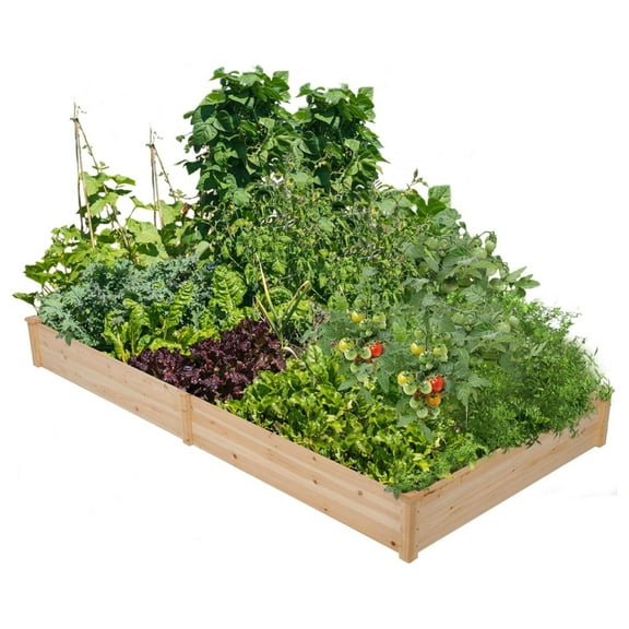 8×4ft Wooden Horticulture Raised Garden Bed Divisible Elevated Planting Planter Box for Flowers/Vegetables/ in Backyard/Patio Outdoor, Natural Wood, 93 x x 10in