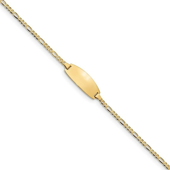 8.4mm 14k Yellow Oval ID Figaro Bracelet - 2.2 Grams - 6 Inch