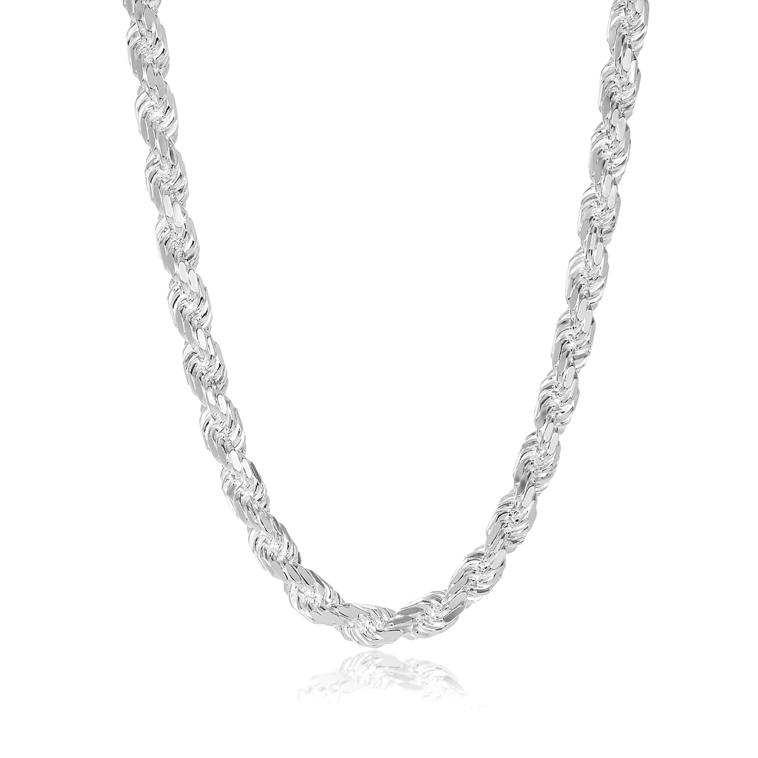 8.4mm Large .925 Sterling Silver Diamond-Cut Twisted Rope Chain