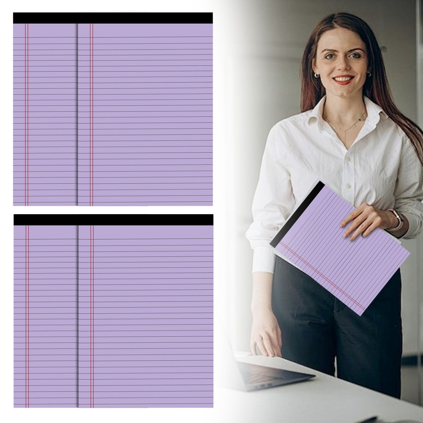 8.4x11.6 Inch Wide Ruled Colored Notepad Perforated Lined For Work And Note Taking