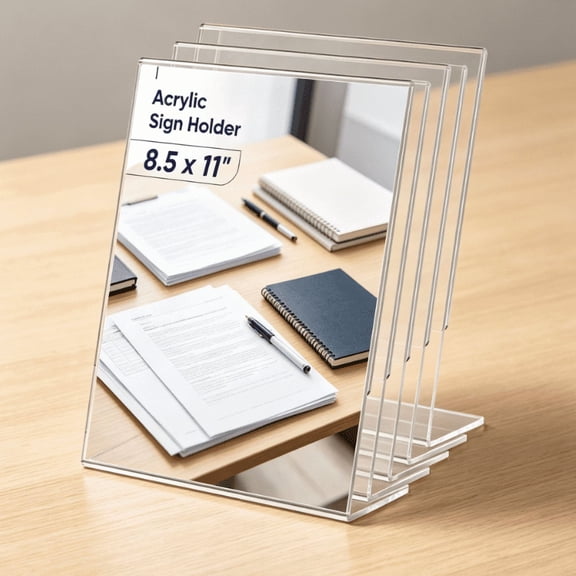 8.5×11 Inch L-Shaped Clear Acrylic Sign Holder, Vertical Tabletop Menu Flyer Display Stand with Smooth Round Edges, Counter Brochure Rack for Restaurant Store Office Bar Wedding