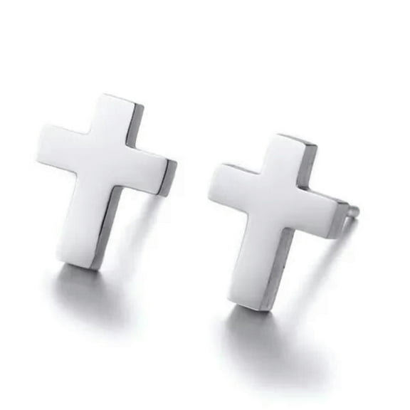 8.5*11mm Black/Gold/Silver Cross Ear Studs Stainless Steel Women's Earring Gifts