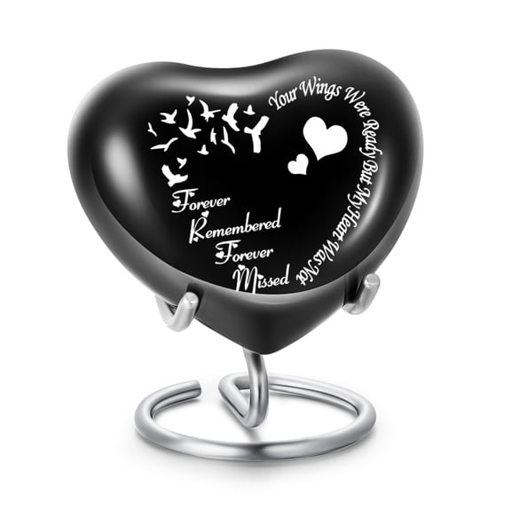 8.5*7.2cm Palm Size Heart Cremation Jewelry for Ashes Holder Ornament Keepsake Small Urn for Ashes of Loved One Classy Decoration for Home - Your Wings Were Ready But My Heart Was Not