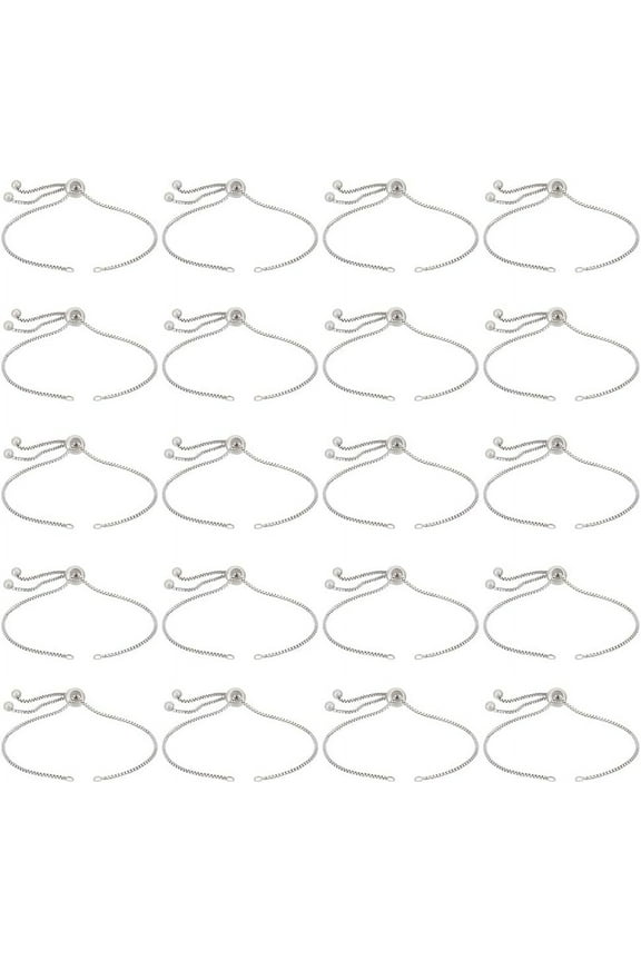 8-5/8" 20pcs 304 Stainless Steel Chain Bracelet Adjustable Slider Bracelet Slider Extender Chains with Ball Ends Slider Adjustable Bracelets for Women Bracelet Jewelry Making Gray
