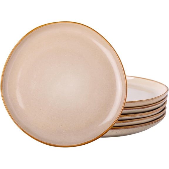 8.5" Ceramic Plates Set of 6 | Handmade Stoneware with Reactive Glaze for Dessert, Salad, Appetizer & Dinner | Microwave/Dishwasher Safe, Scratch Resistant