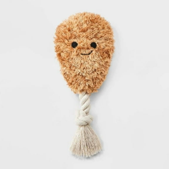8.5" Chicken Drummie Dog Plush and Rope Toy