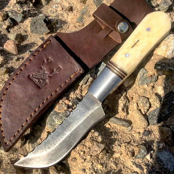 8.5' Damascus Skinner Knife Bone Handle Series Full Tang