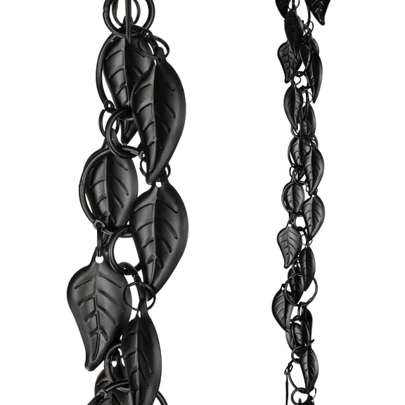8.5 FT Handcrafted Pure Copper Leaf Rain Chain, Outdoor Eaves Drainage Decor, Ornate Alternative to Traditional Downspouts