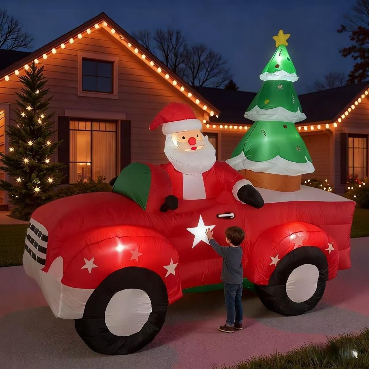 8.5 FT Long Christmas Inflatables Santa Claus Outdoor Decorations Blow ...