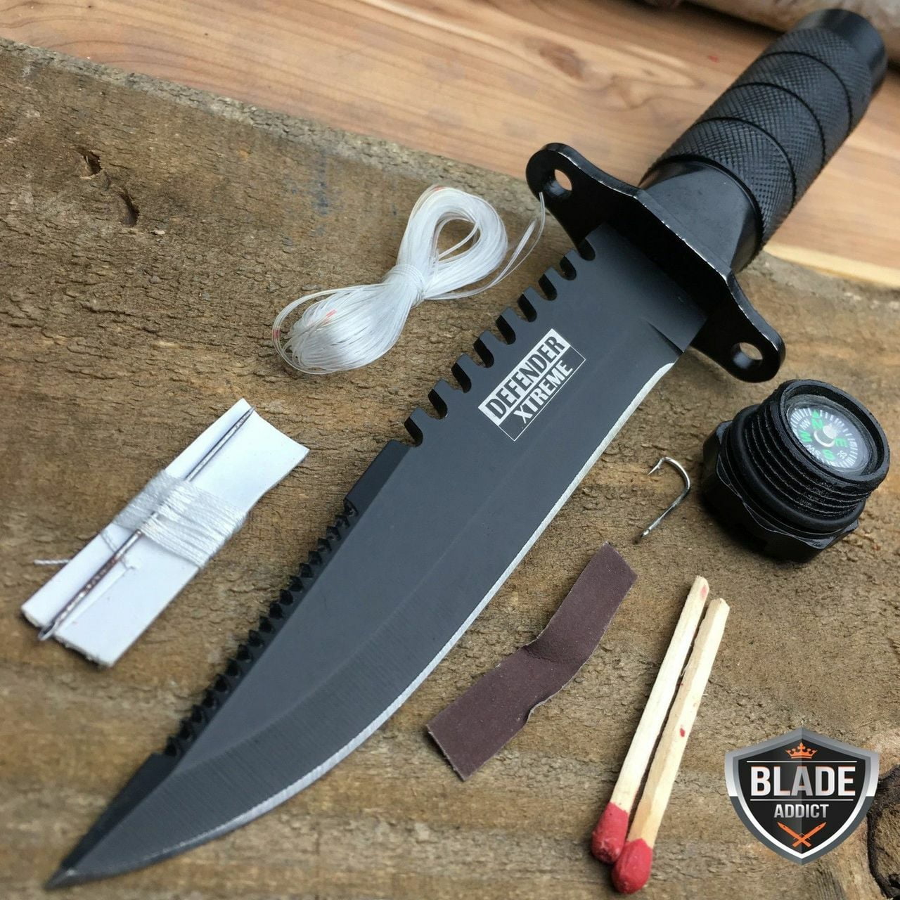 8.25 Tactical Fishing Hunting Knife w/ Sheath Survival Kit Bowie Camping  Tool