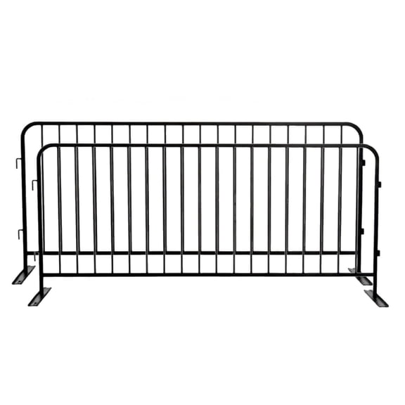 8.5 Ft Interlocking Steel Barricade, Heavy Duty Steel with Flat Anti-Trip Base, 2 Pack for Crowd Control and Events