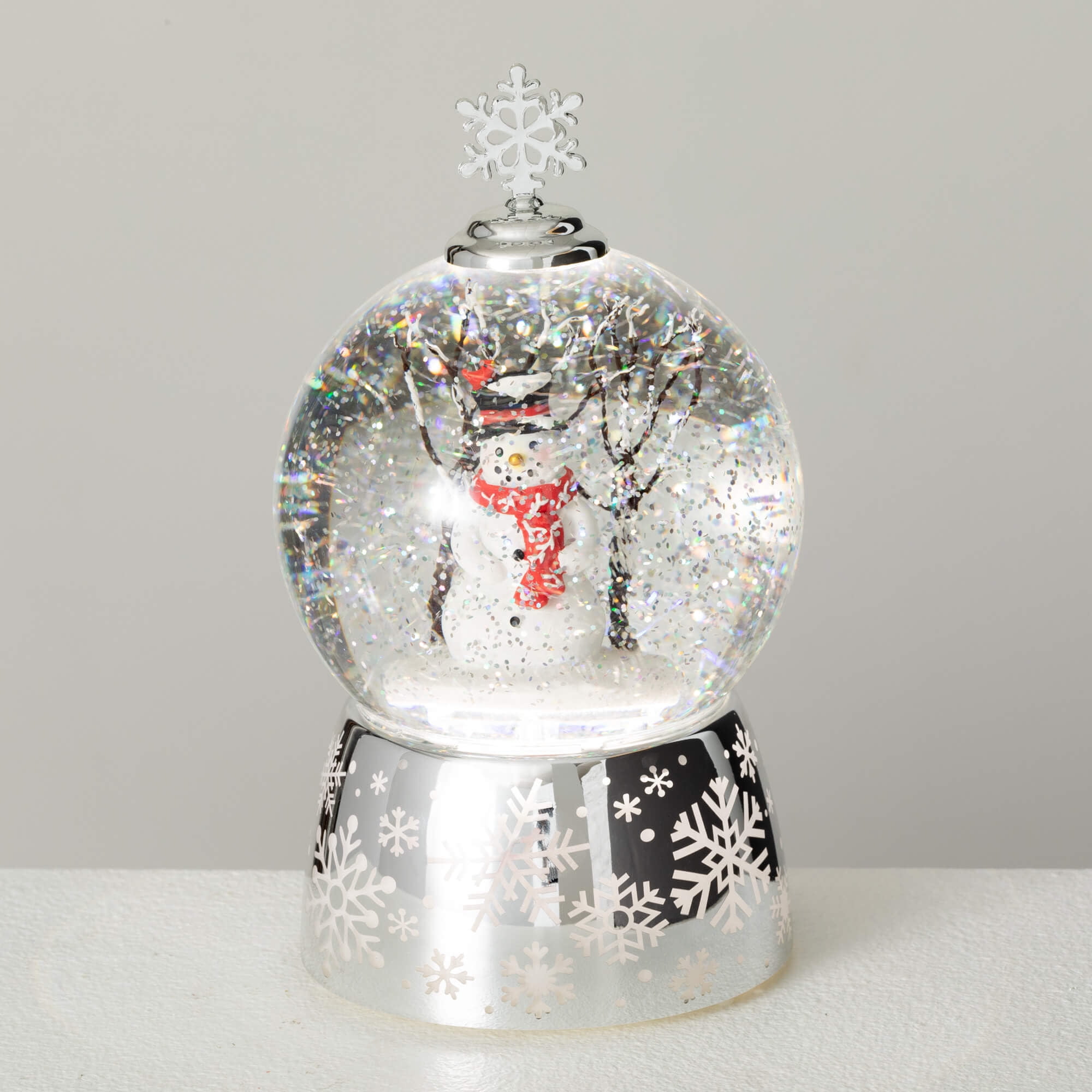 8.5"H Sullivans Christmas Lighted Snowman Shimmer Dome, Black-White